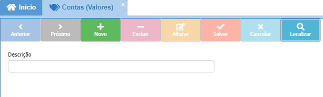Tela de cadastro das formas de pagamento