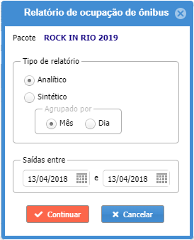 Tela para pesquisa da ocupação de veículos